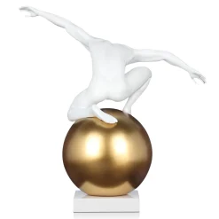 Orbital Balance 65cm White Resin Indoor Sculpture