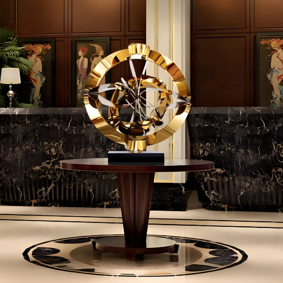 Orbital Chaos 65cm Gold Metal Indoor Sculpture
