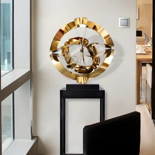 Orbital Chaos 55cm Gold Metal Indoor Sculpture
