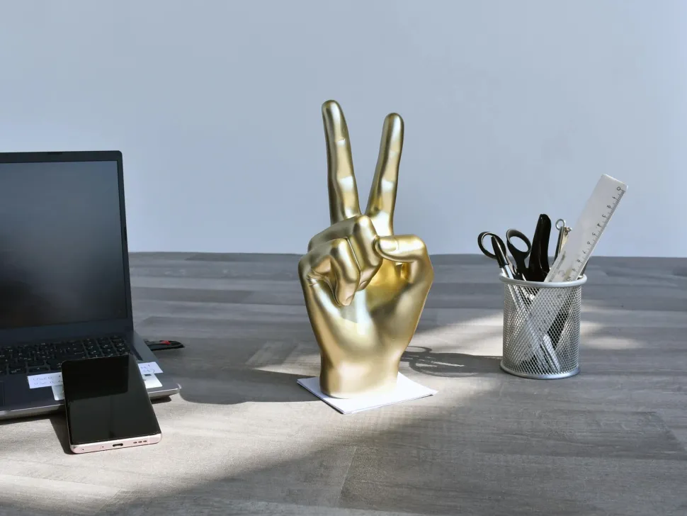 Peace Hand 28cm Gold Resin Indoor Sculpture