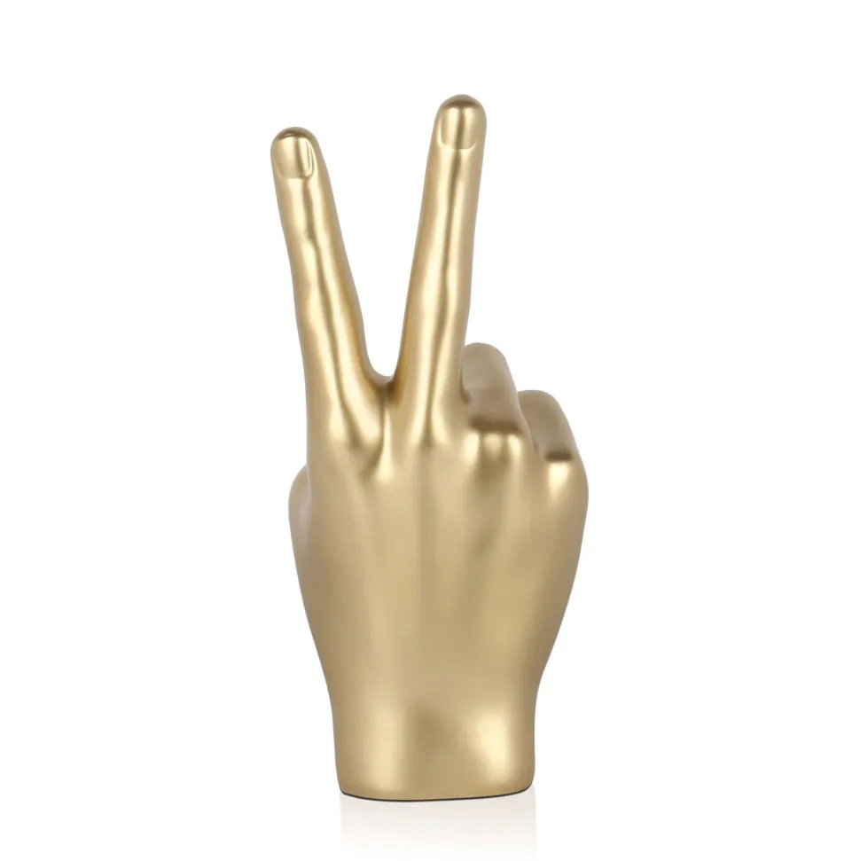 Peace Hand 28cm Gold Resin Indoor Sculpture