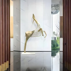 Phantom Deer 200cm Gold Metal Garden Sculpture