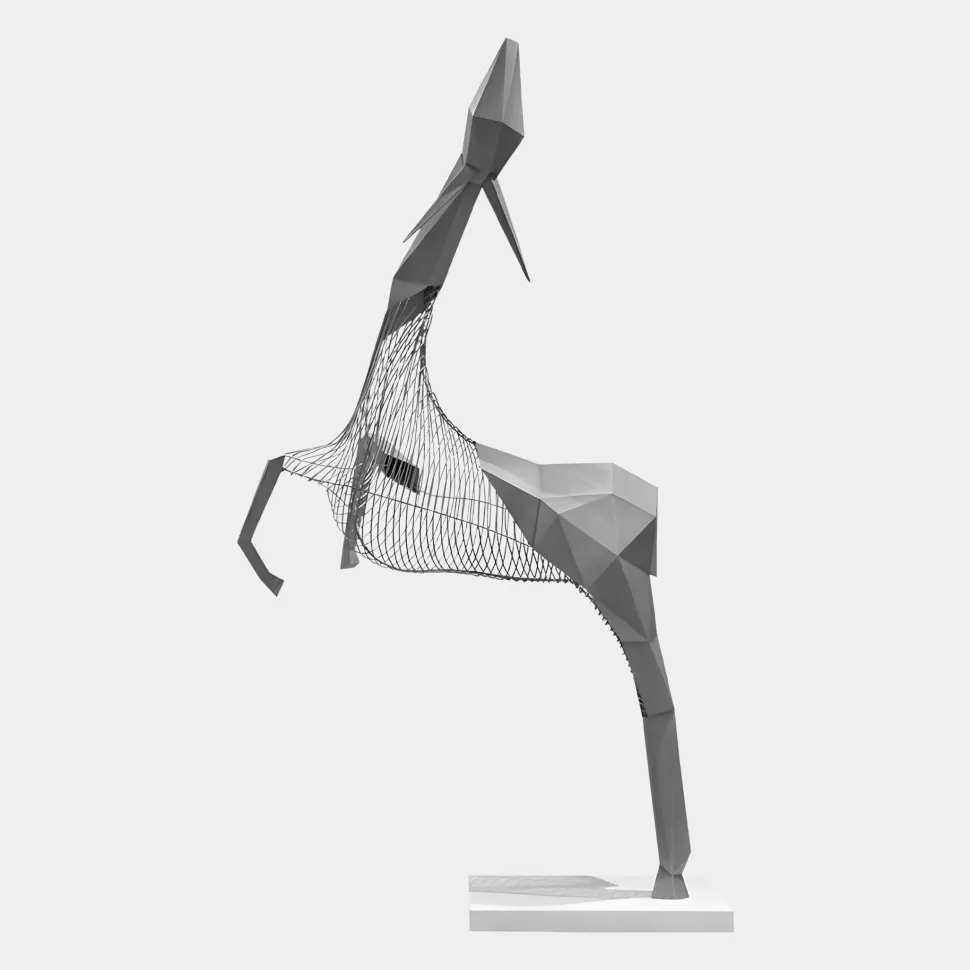 Phantom Deer 250cm Silver Metal Garden Sculpture