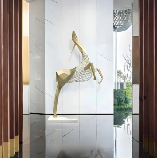 Phantom Deer 280cm Silver Metal Garden Sculpture