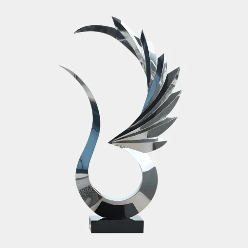 Phoenix Inferno 102cm Silver Metal Indoor Sculpture