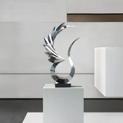 Phoenix Inferno 102cm Silver Metal Indoor Sculpture