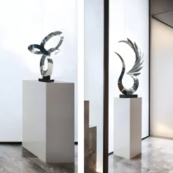 Phoenix Inferno 102cm Silver Metal Indoor Sculpture