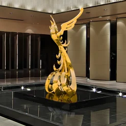 Phoenix Rising 212cm Gold Metal Garden Sculpture