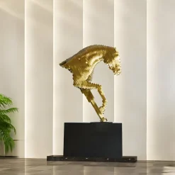 Pixel Horse 160cm Gold Metal Garden Sculpture