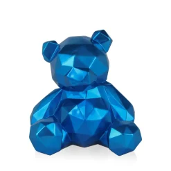 Polygon Bear 30cm Blue Resin Indoor Sculpture