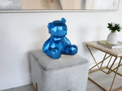 Polygon Bear 30cm Blue Resin Indoor Sculpture