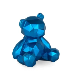 Polygon Bear 30cm Blue Resin Indoor Sculpture