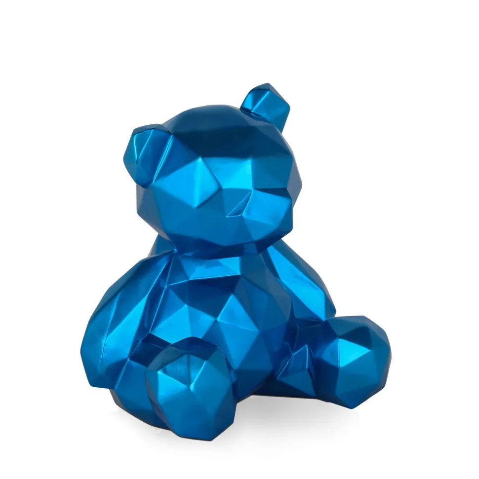 Polygon Bear 30cm Blue Resin Indoor Sculpture