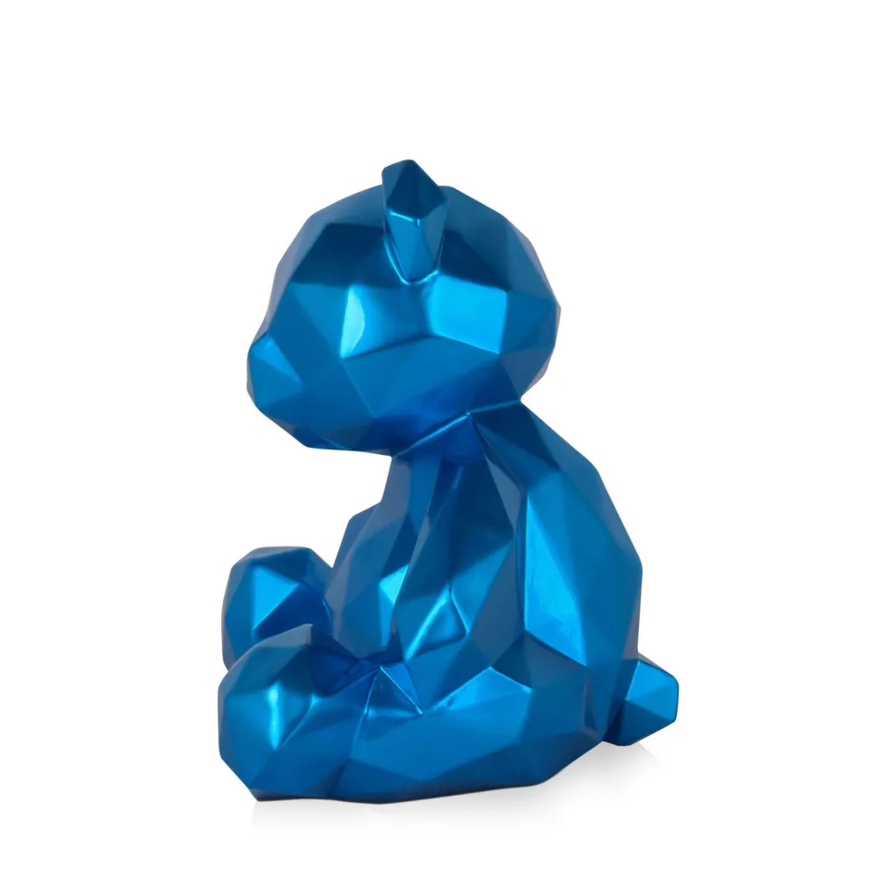 Polygon Bear 30cm Blue Resin Indoor Sculpture