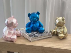 Polygon Bear 20cm Blue Resin Indoor Sculpture