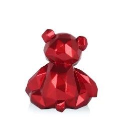 Polygon Bear 20cm Red Resin Indoor Sculpture
