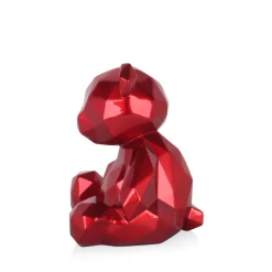 Polygon Bear 20cm Red Resin Indoor Sculpture
