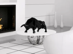Polygon Bull 25cm Black Resin Indoor Sculpture