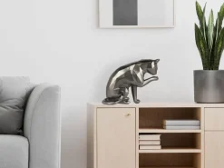 Polygon Cat 24cm Anthracite Resin Indoor Sculpture
