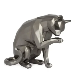 Polygon Cat 24cm Anthracite Resin Indoor Sculpture