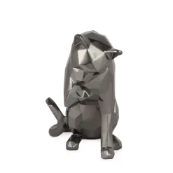 Polygon Cat 24cm Anthracite Resin Indoor Sculpture