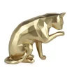 Polygon Cat 24cm Gold Resin Indoor Sculpture