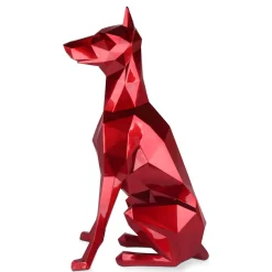 Polygon Doberman 82cm Red Resin Indoor Sculpture