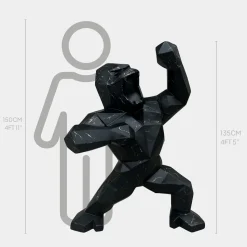 Polygon Gorilla 135cm Black Resin Indoor Sculpture