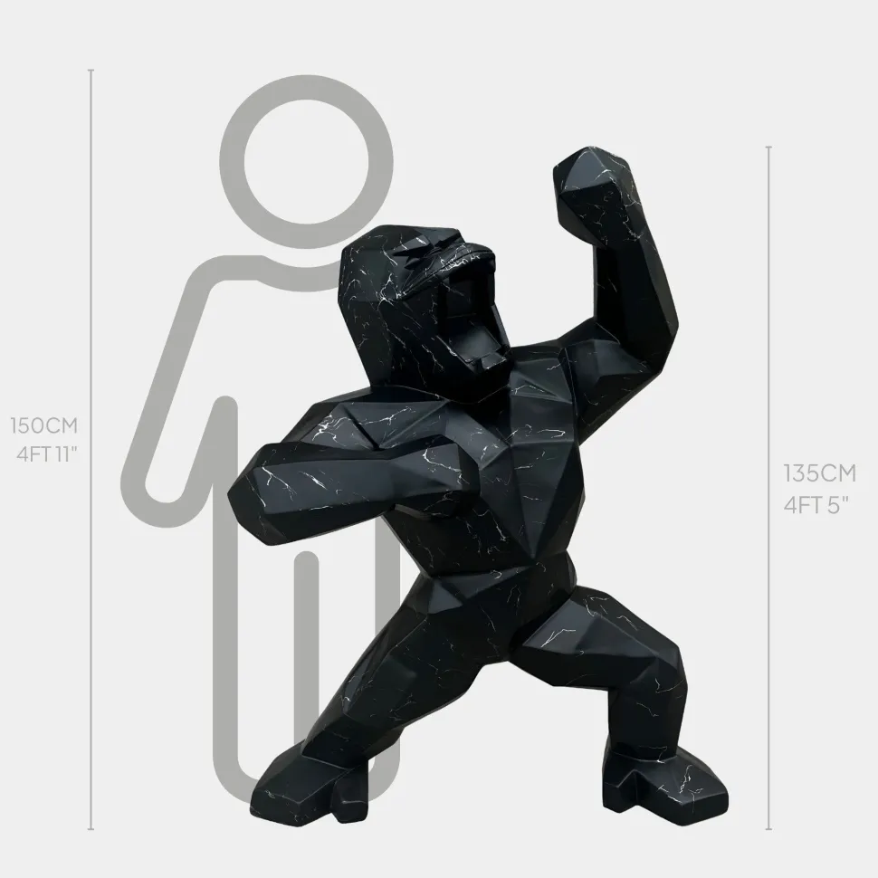 Polygon Gorilla 135cm Black Resin Indoor Sculpture