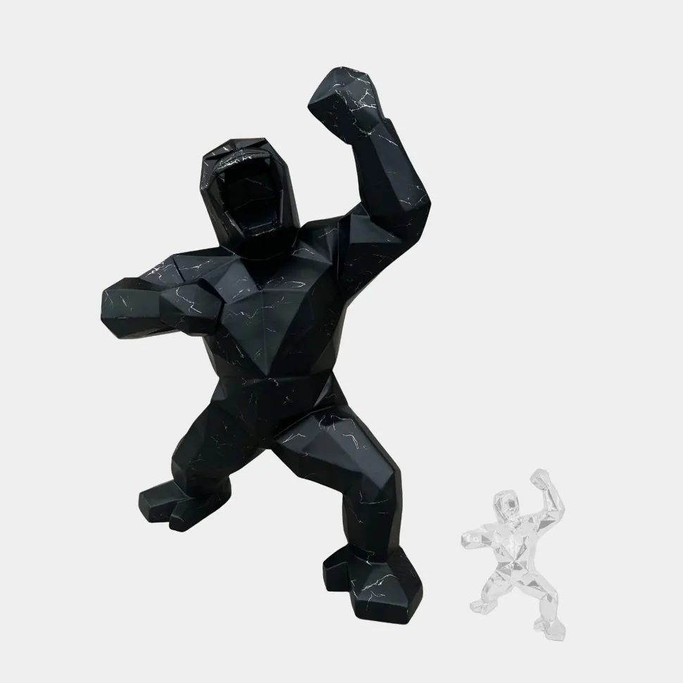 Polygon Gorilla 165cm Black Resin Indoor Sculpture