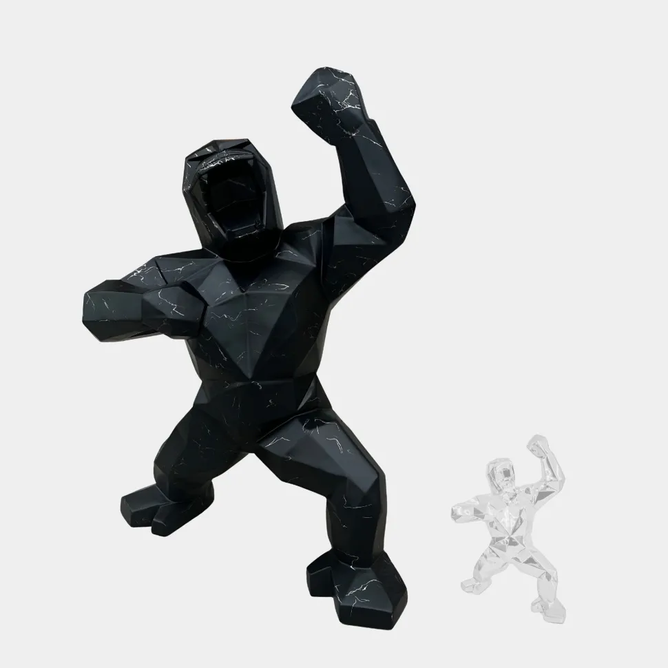 Polygon Gorilla 135cm Black Resin Indoor Sculpture