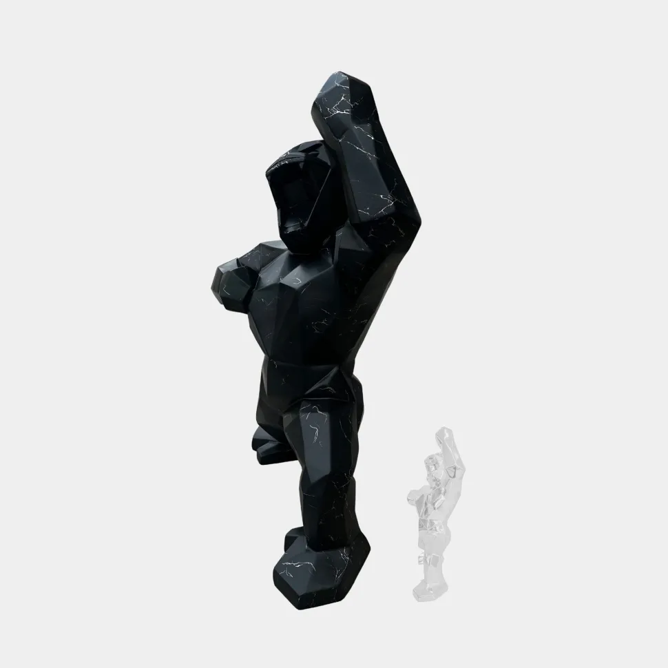 Polygon Gorilla 165cm Black Resin Indoor Sculpture