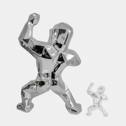 Polygon Gorilla 135cm Chrome Resin Indoor Sculpture