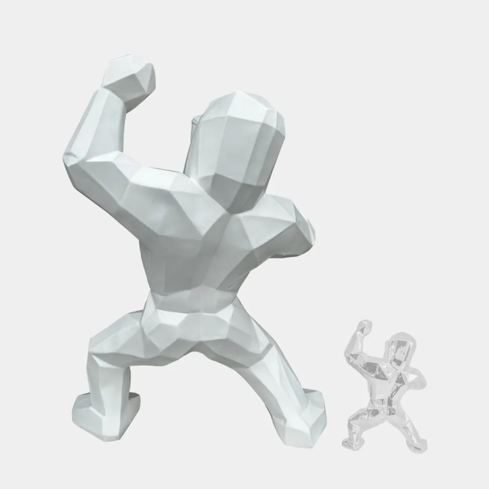 Polygon Gorilla 135cm White Resin Indoor Sculpture