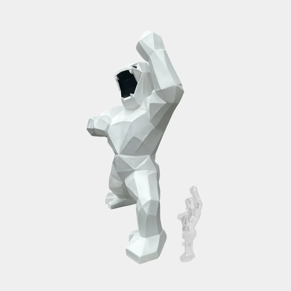 Polygon Gorilla 135cm White Resin Indoor Sculpture