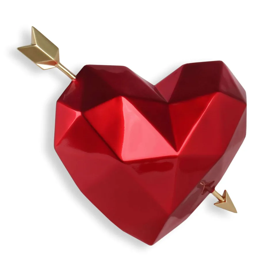 Polygon Love 31cm Red Resin Wall Sculpture