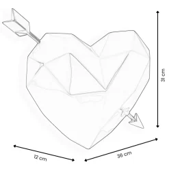 Polygon Love 31cm Red Resin Wall Sculpture