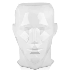 Polygon Male Head 55cm White Side Table Sculpture