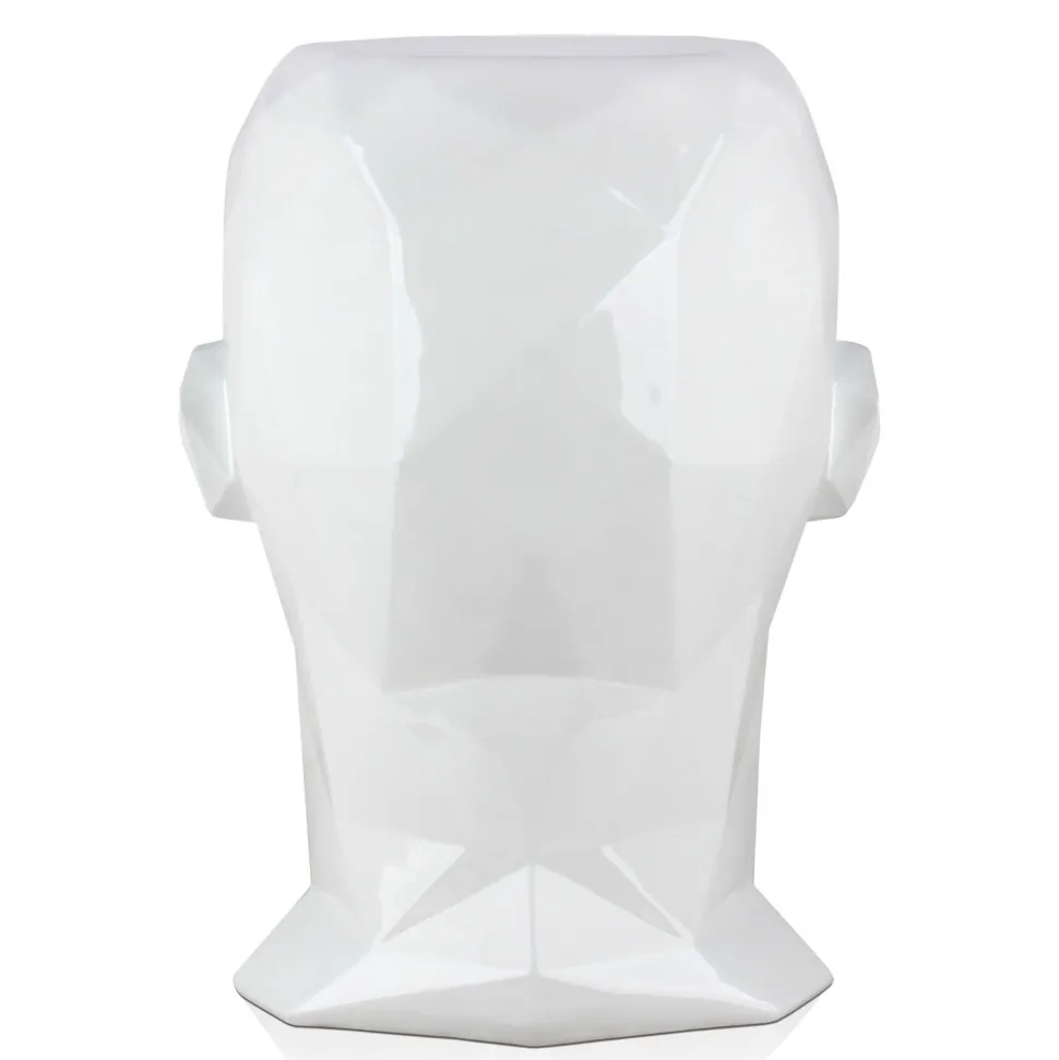 Polygon Male Head 55cm White Side Table Sculpture