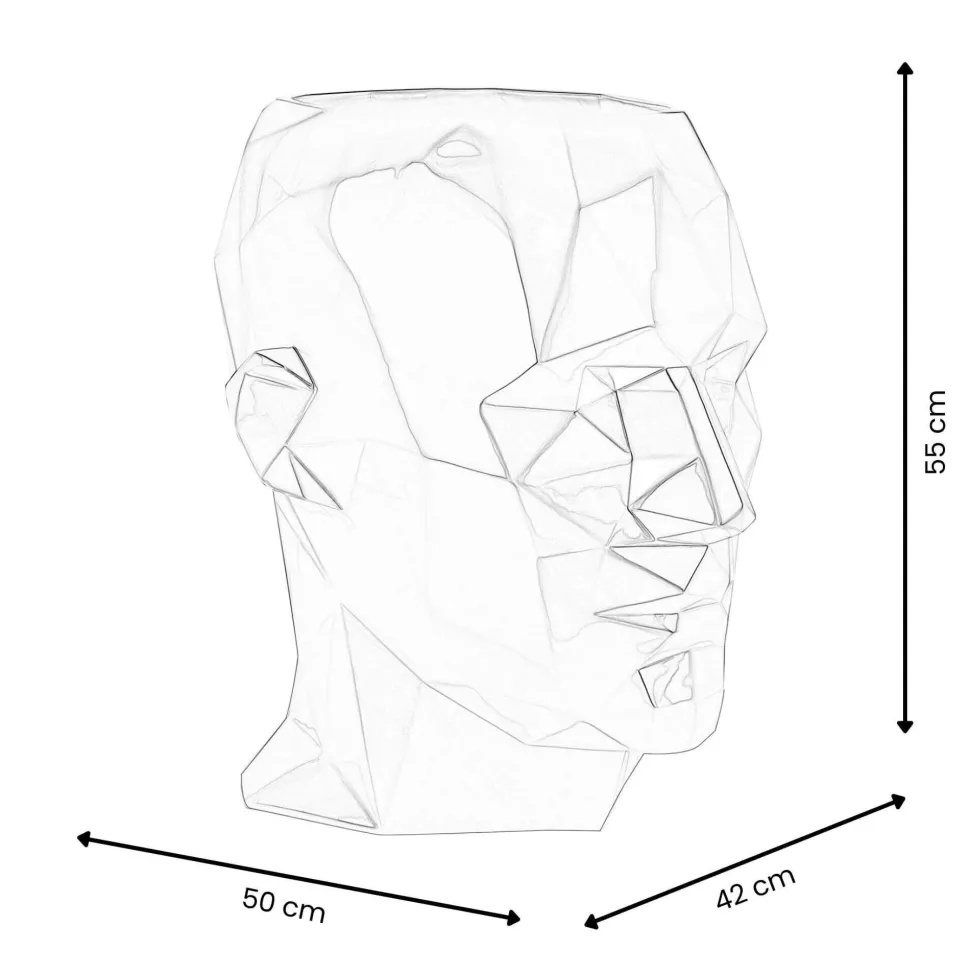 Polygon Male Head 55cm White Side Table Sculpture