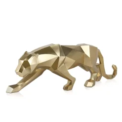 Polygon Panther 31cm Gold Resin Indoor Sculpture
