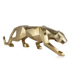 Polygon Panther 31cm Gold Resin Indoor Sculpture
