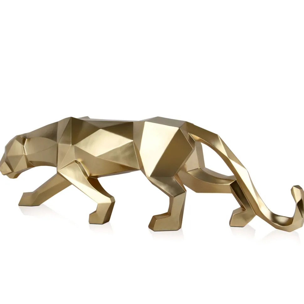 Polygon Panther 31cm Gold Resin Indoor Sculpture