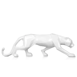 Polygon Panther 14cm White Resin Indoor Sculpture