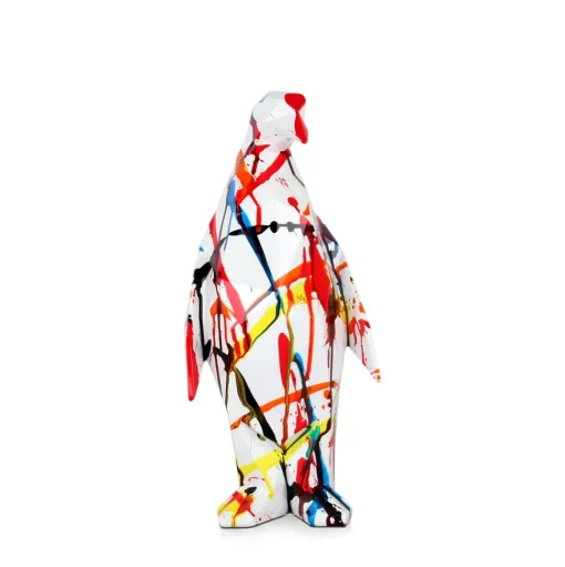 Polygon Penguin 35cm Multicolour Resin Indoor Sculpture