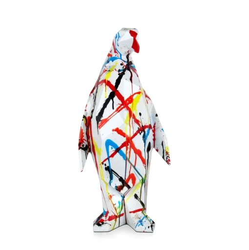 Polygon Penguin 50cm Multicoloured Resin Indoor Sculpture