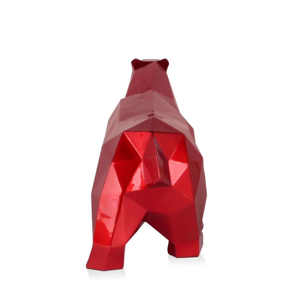 Polygon Polar Bear 25cm Red Resin Indoor Sculpture