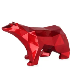 Polygon Polar Bear 25cm Red Resin Indoor Sculpture