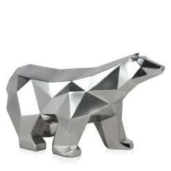 Polygon Polar Bear 25cm Silver Resin Indoor Sculpture