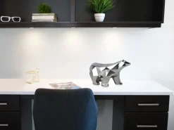 Polygon Polar Bear 25cm Silver Resin Indoor Sculpture